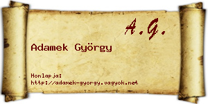 Adamek György névjegykártya